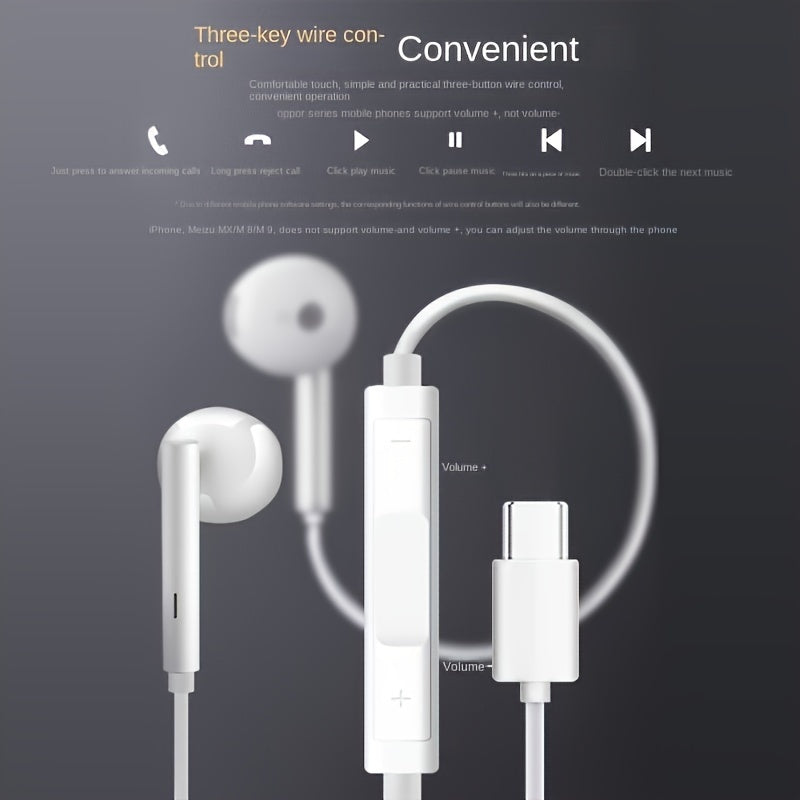 Para iPhone 15 Para auriculares de música con cable tipo C