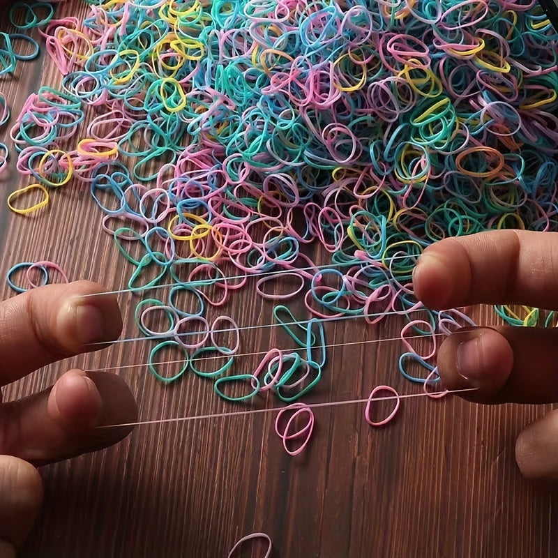 1000 piezas, bandas de goma desechables de la serie de colores, herramientas de peinado para el tiempo libre informal para niñas