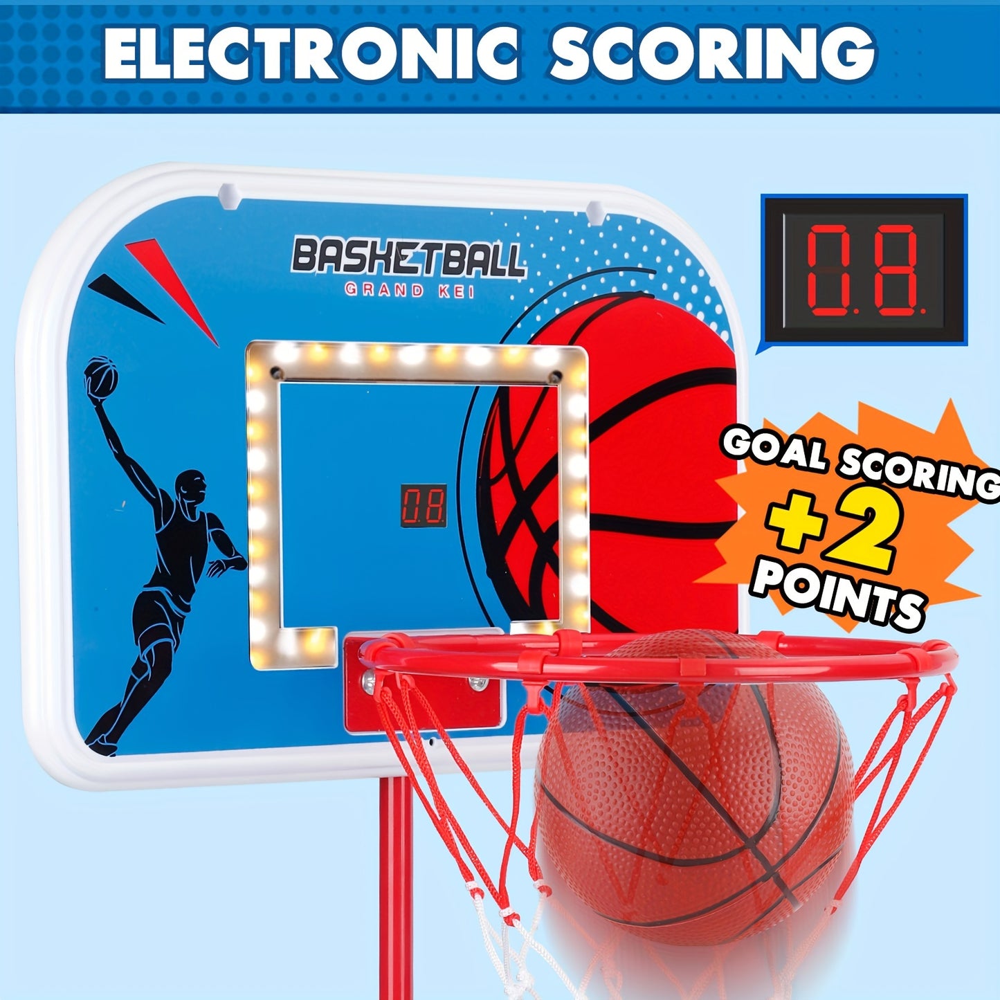 Juego de aro de baloncesto ajustable para niños: de 85,34 cm a 164,59 cm de altura, minijuego para interior y exterior con pelota para niños y niñas de 3 a 8 años, diseño plegable, regalo perfecto para las fiestas