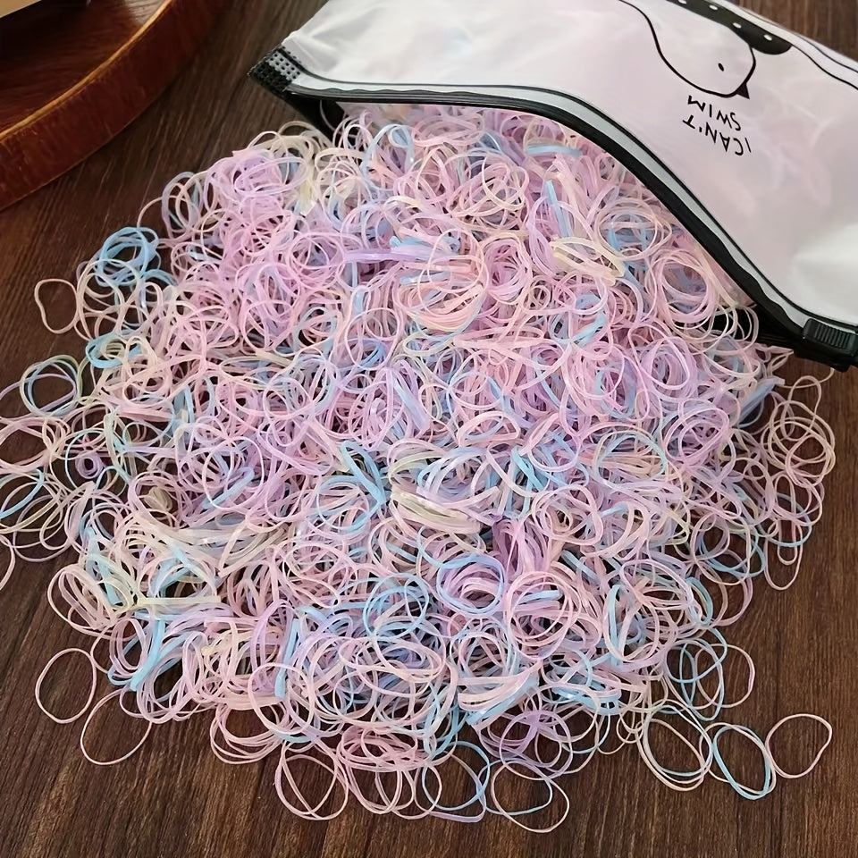 1000 piezas, bandas de goma desechables de la serie de colores, herramientas de peinado para el tiempo libre informal para niñas