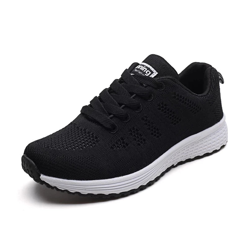 Zapatos casuales de mujer, zapatos planos de malla transpirables a la moda, zapatillas de deporte para mujer 2021, zapatos vulcanizados para gimnasio, calzado blanco para mujer