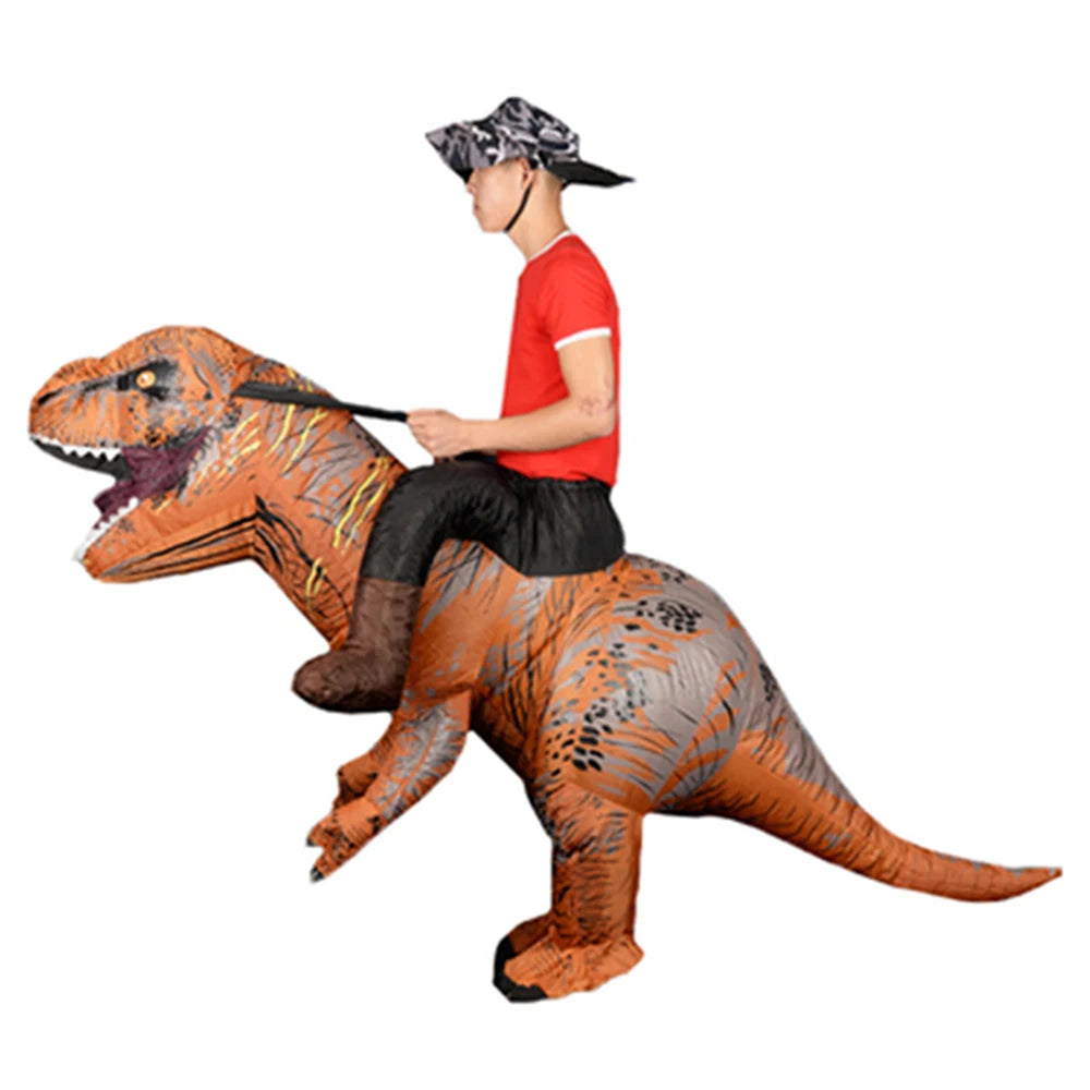 Disfraz inflable colorido y divertido de dinosaurio T REX para Halloween, disfraz de Cosplay para adultos, hombres, mujeres y niños, dinosaurio de dibujos animados