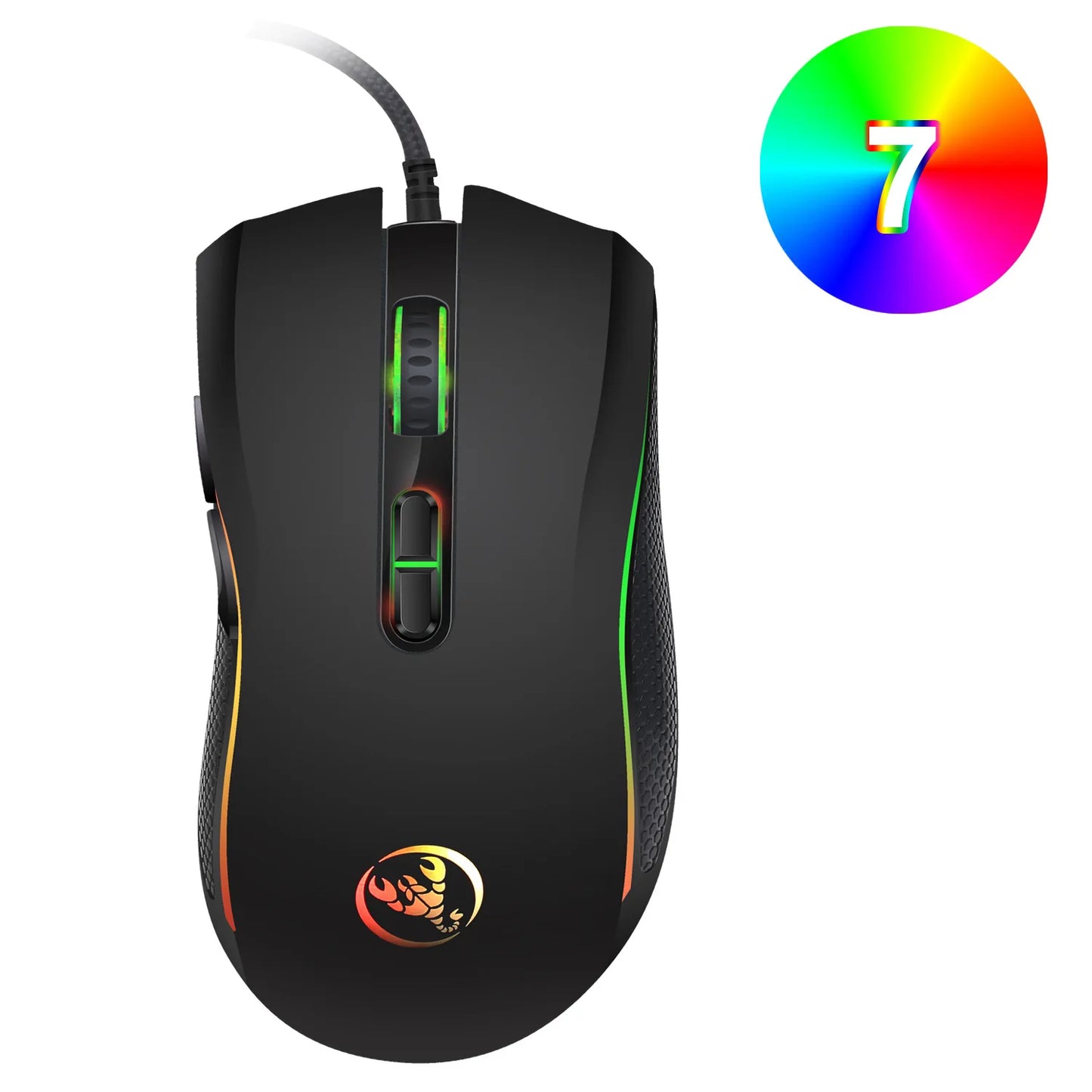 Ratón óptico profesional para juegos de alta gama con retroiluminación LED de 7 colores brillantes y diseño ergonómico de 3200 DPI para jugadores de LOL CS