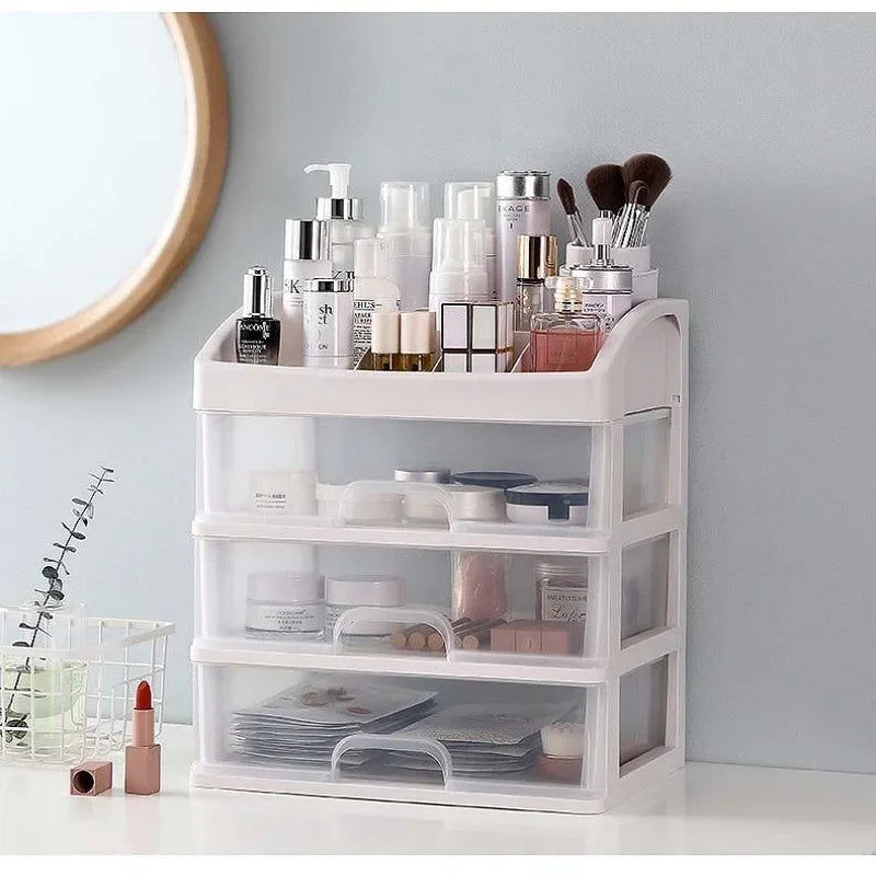 Estuche de maquillaje, contenedor de joyas, organizador de maquillaje, cajones, caja de almacenamiento de cosméticos de plástico, organizador de brochas de maquillaje