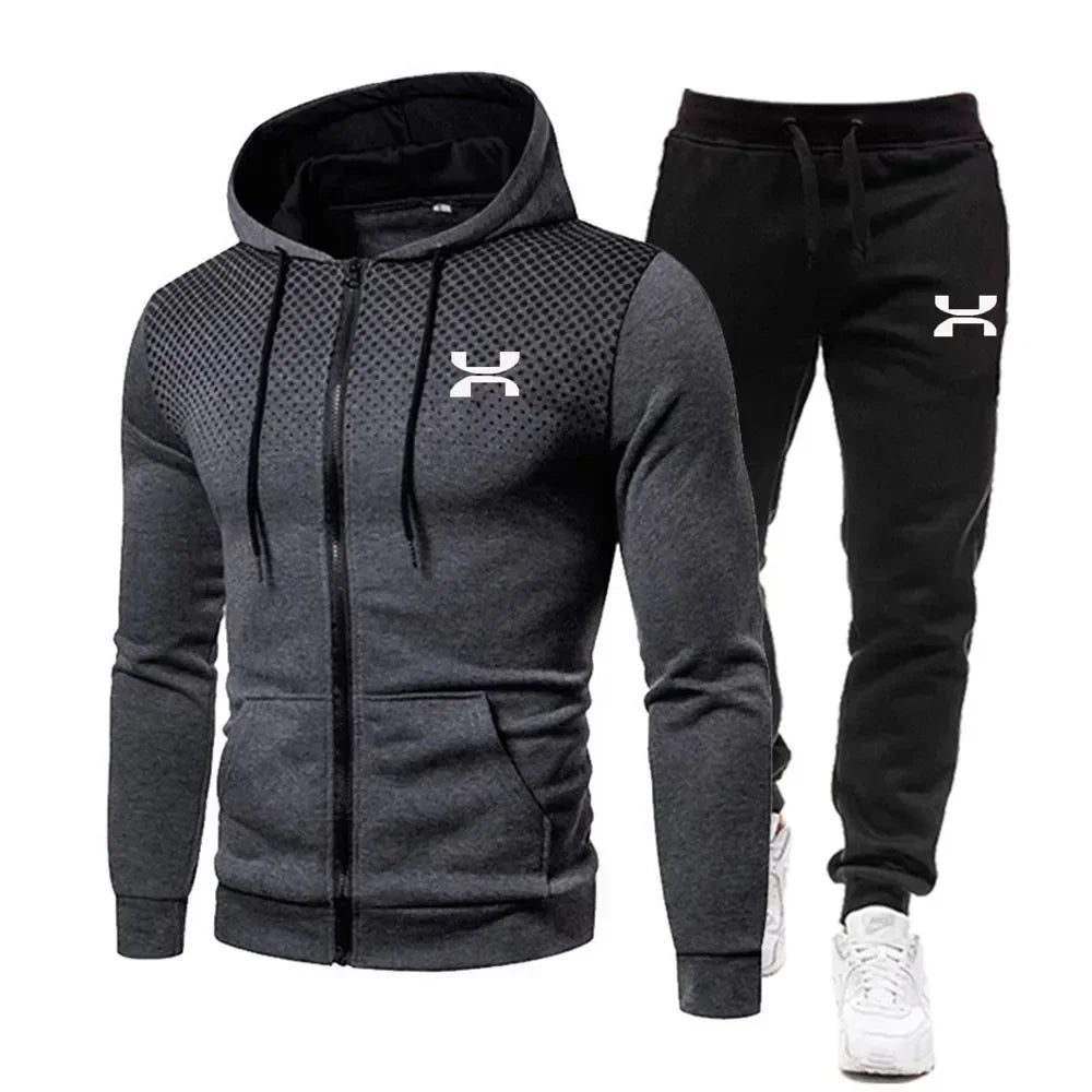 Conjunto de ropa deportiva de moda con capucha para hombre + pantalones largos, ropa deportiva para gimnasio, 2 piezas, ropa para correr de invierno, nuevo