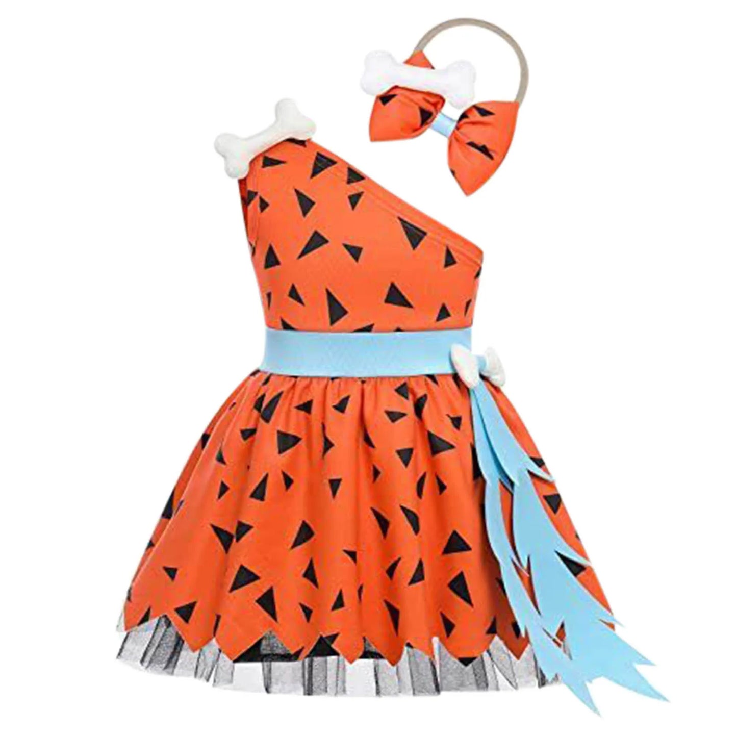 Vestido elegante de Halloween para niñas, disfraz de cavernícola para niños pequeños, huesos de perro, vestido de princesa de tul de malla para niñas de las cavernas, trajes de fiesta