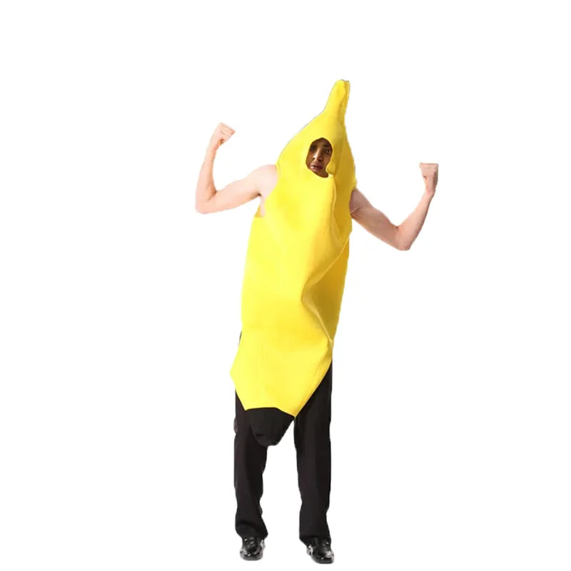 Conjunto unisex de plátano divertido para niños y adultos, disfraz amarillo ligero de fruta para Halloween, disfraz para fiesta, fiesta, baile