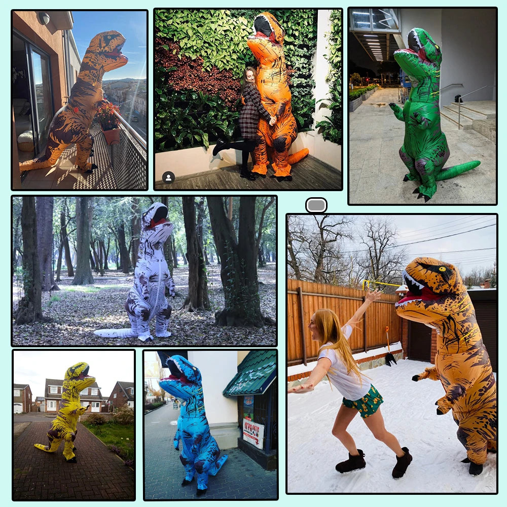 Disfraz de dinosaurio inflable para adultos y niños, traje de fiesta de Anime, Cosplay, Carnaval, Purim, disfraz de Halloween para hombre y mujer