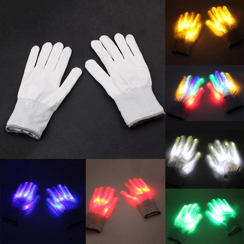 Guantes LED de calavera para Halloween, luces de neón, guantes luminosos, luces de fiesta, disfraces de escenario, accesorios decorativos, suministros de carnaval