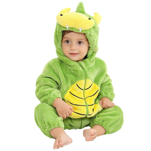 Peleles de dinosaurio para bebé, ropa de invierno con capucha de franela para niño pequeño, mono, disfraz para niño, Halloween