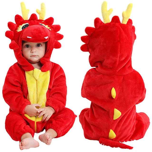 Peleles de dinosaurio para bebé, ropa de invierno con capucha de franela para niño pequeño, mono, disfraz para niño, Halloween