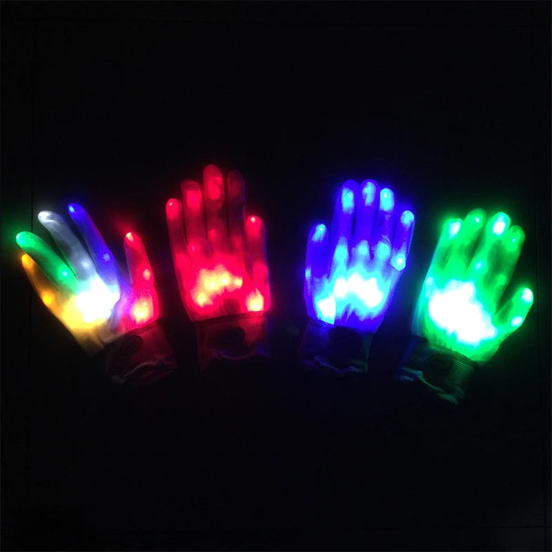 Guantes LED de calavera para Halloween, luces de neón, guantes luminosos, luces de fiesta, disfraces de escenario, accesorios decorativos, suministros de carnaval