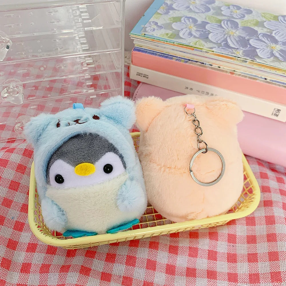 Lindo llavero de muñeco de peluche de pingüino, animal de dibujos animados, pingüino de peluche, llavero de coche para niña kawaii, colgante para pareja, regalos para niños