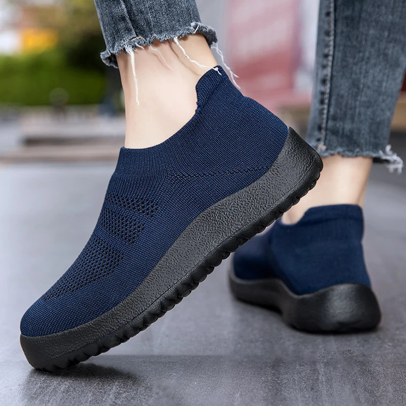 Zapatillas de deporte de moda para mujer, zapatillas de plataforma sin cordones, zapatillas para caminar para mujer, zapatos vulcanizados de talla grande para mujer, tenis femeninos