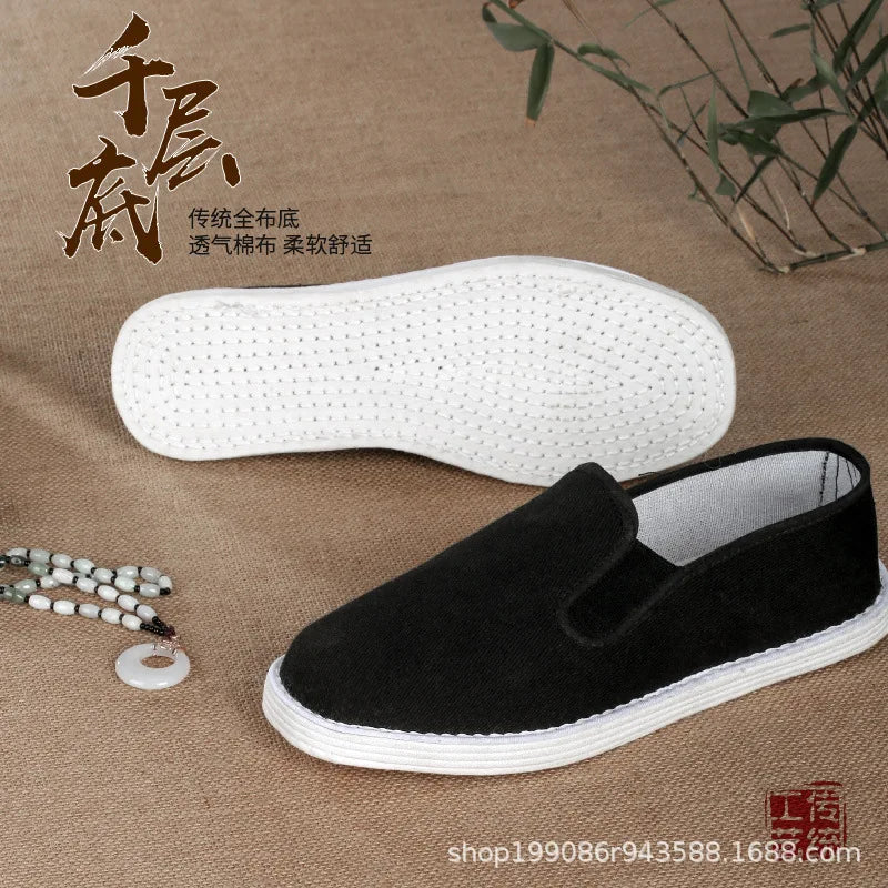 Zapatos de tela con suela suave y cómodos de mil capas de estilo antiguo de Beijing