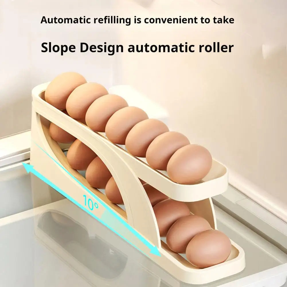 Egg Carton Dispenser Tilt Design Egg Rack Capacity Fridge Side Door Egg Carton Organizer with Automatic for Diner for Easy