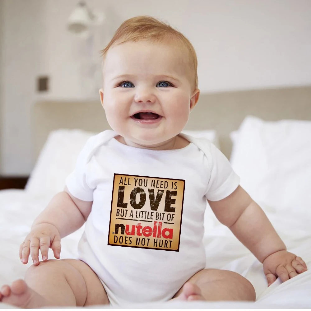 Body de manga corta con estampado de Nutella de dibujos animados para bebé, ropa de verano para niña recién nacida de 0 a 24 meses, monos populares en Europa para niño pequeño