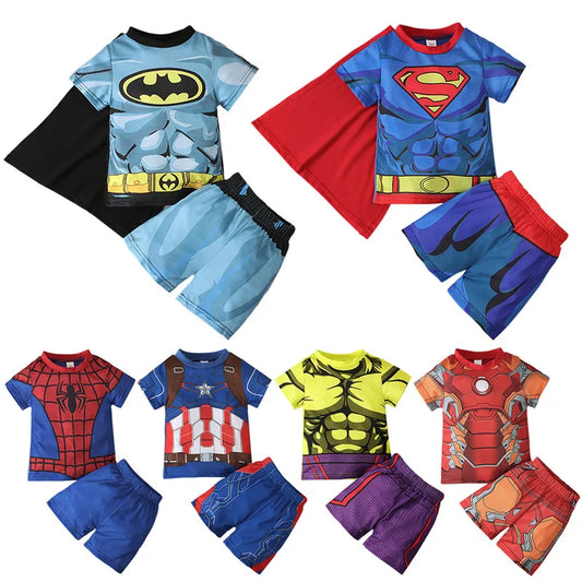 Conjunto de pijama de Spiderman para niños, superhéroe de Los Vengadores, Capitán América, ropa de casa para cosplay, camisetas, pantalones cortos, traje, ropa de dormir de Halloween