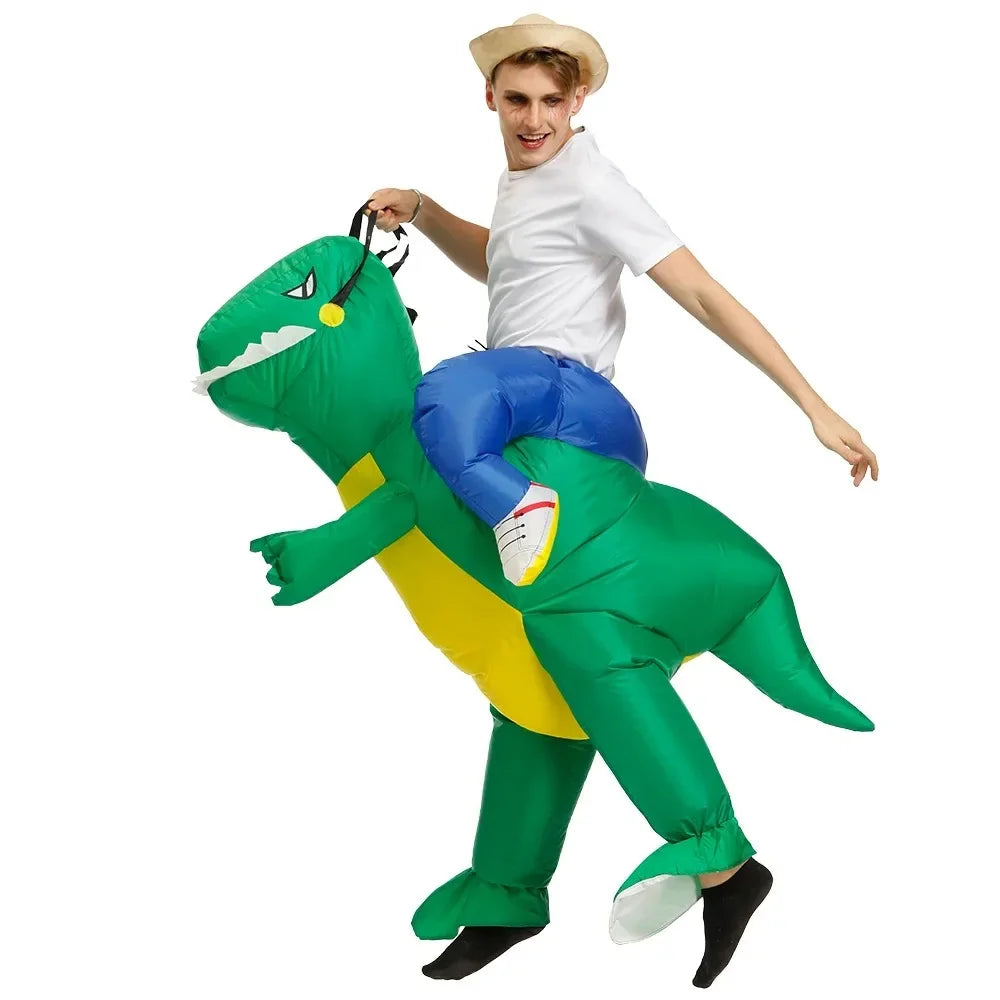 Disfraz inflable de dinosaurio para montar, disfraz divertido de dinosaurio para niñas, niños y adultos, Purim, Halloween