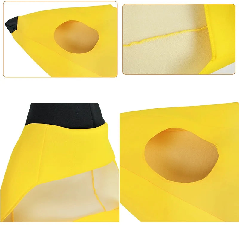 Conjunto unisex de plátano divertido para niños y adultos, disfraz amarillo ligero de fruta para Halloween, disfraz para fiesta, fiesta, baile