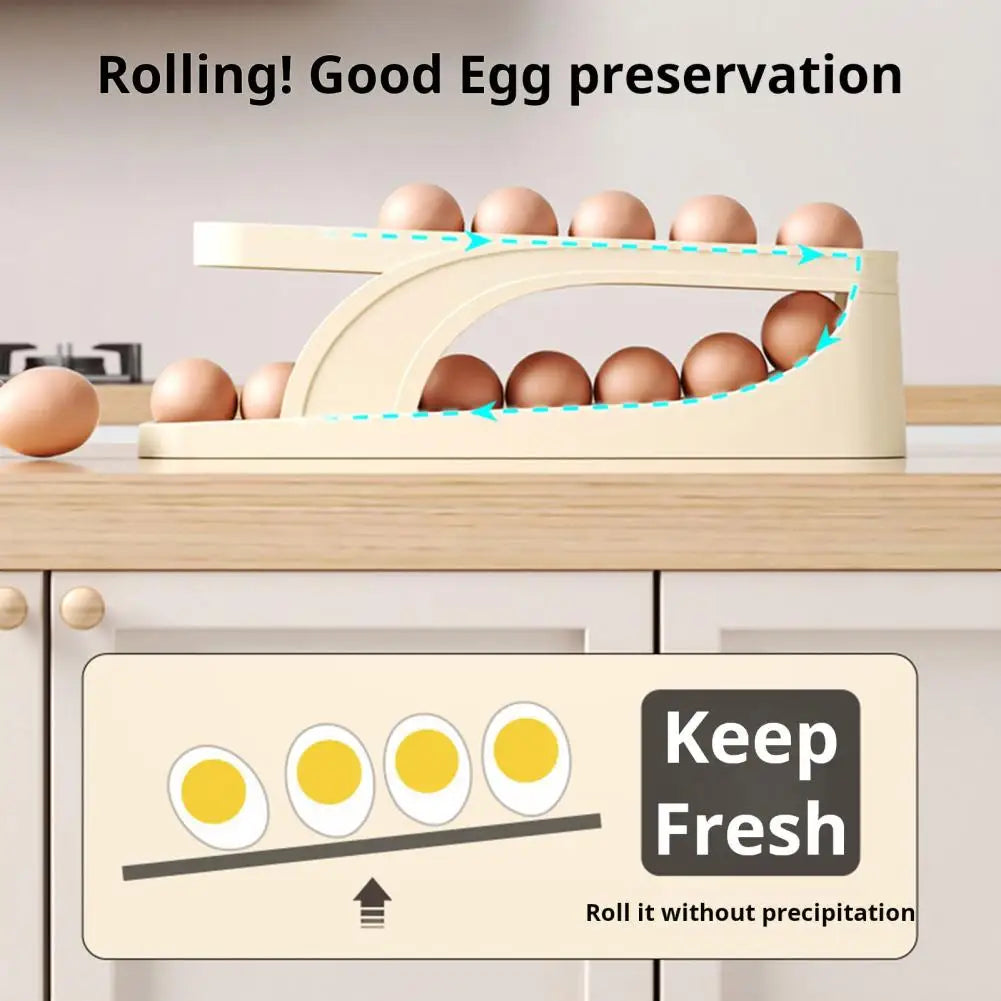 Egg Carton Dispenser Tilt Design Egg Rack Capacity Fridge Side Door Egg Carton Organizer with Automatic for Diner for Easy