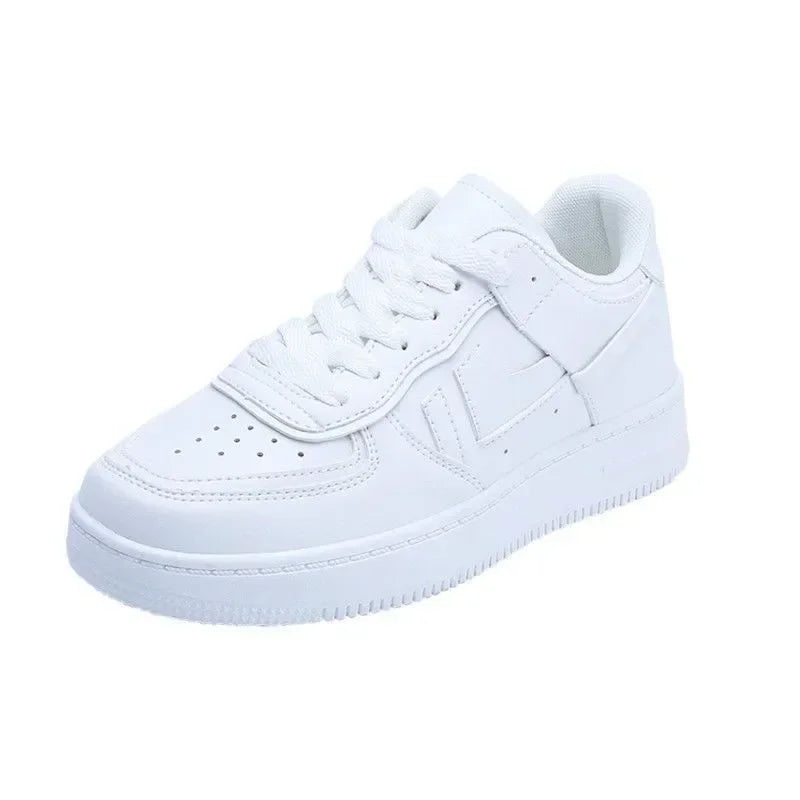 Zapatillas de deporte para mujer, zapatos vulcanizados transpirables a la moda, zapatos de plataforma de cuero sintético para mujer, zapatos casuales con cordones para mujer