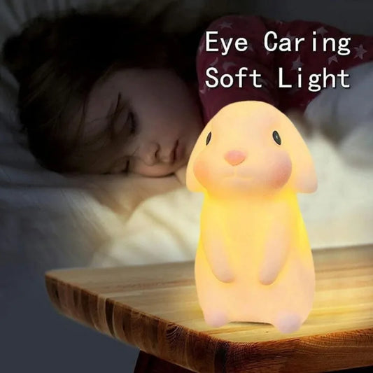 Luces de noche para niños, luz de noche con forma de conejo, cálida y hermosa, adecuada para dormitorios, luz LED móvil novedosa