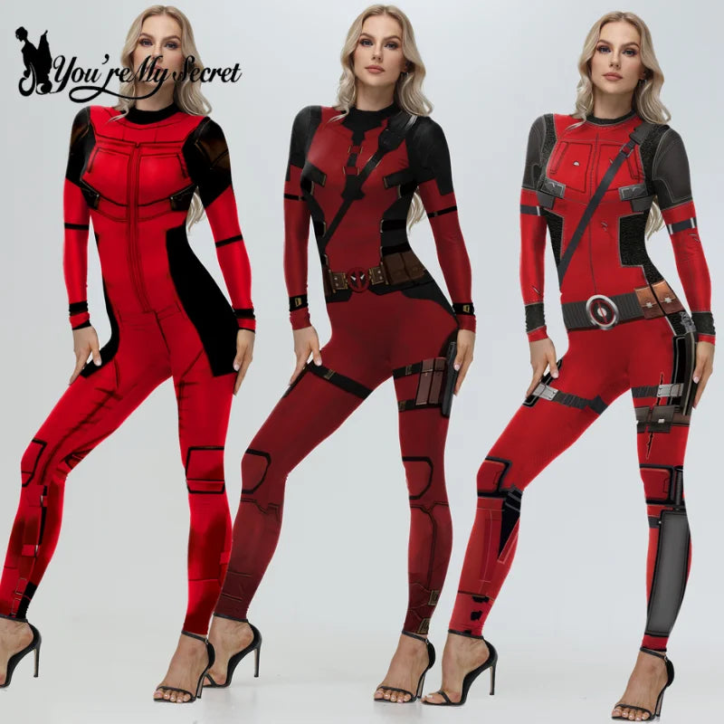 Disfraz de superhéroe de Wolverine y Deadpool para mujer, traje de Zentai para fiesta de Halloween