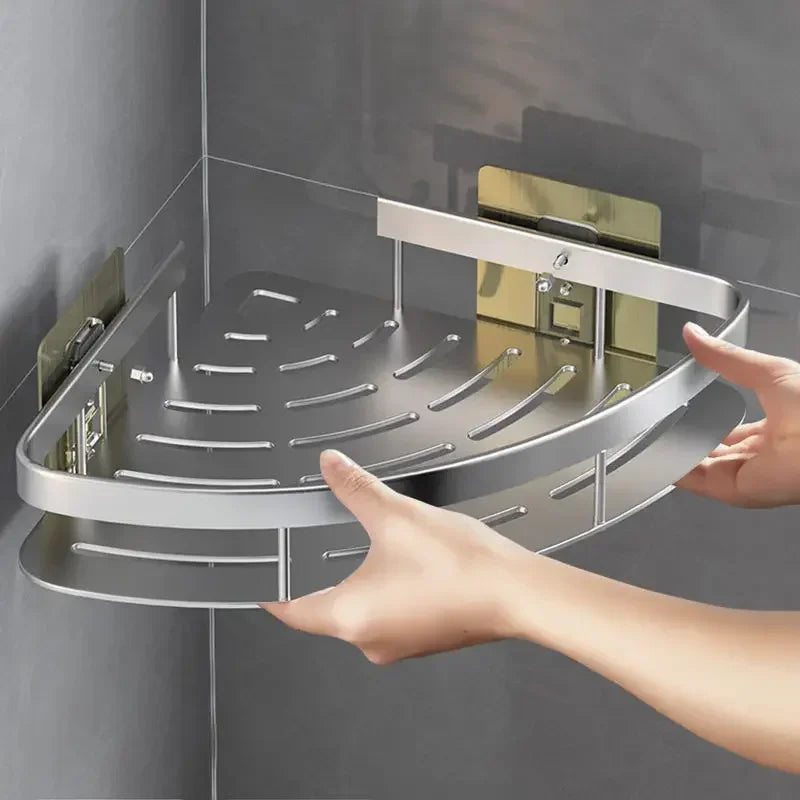 Estante de baño Organizador de almacenamiento de cocina Estante de champú de aleación de aluminio Estante de ducha Accesorios de baño Estante sin taladro