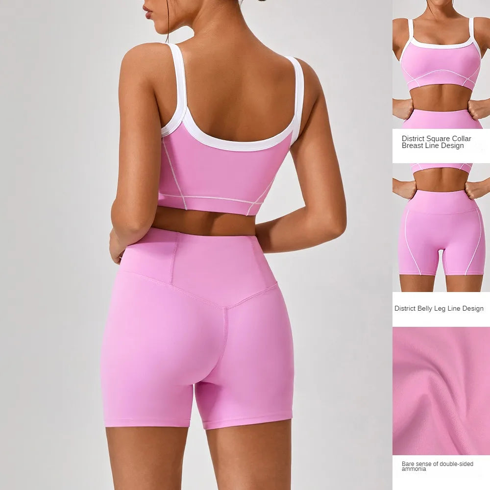 Conjunto de yoga deportivo de 2 piezas para mujer, ropa de cintura alta, chándal de fitness, traje de entrenamiento, conjunto de gimnasio informal