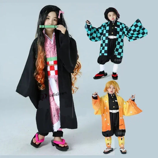 Disfraz de Cosplay de Anime Demon Slayer para niños, Kimetsu no Yaiba, Kamado, Nezuko, kimono para niños, disfraz de Halloween para niñas y niños