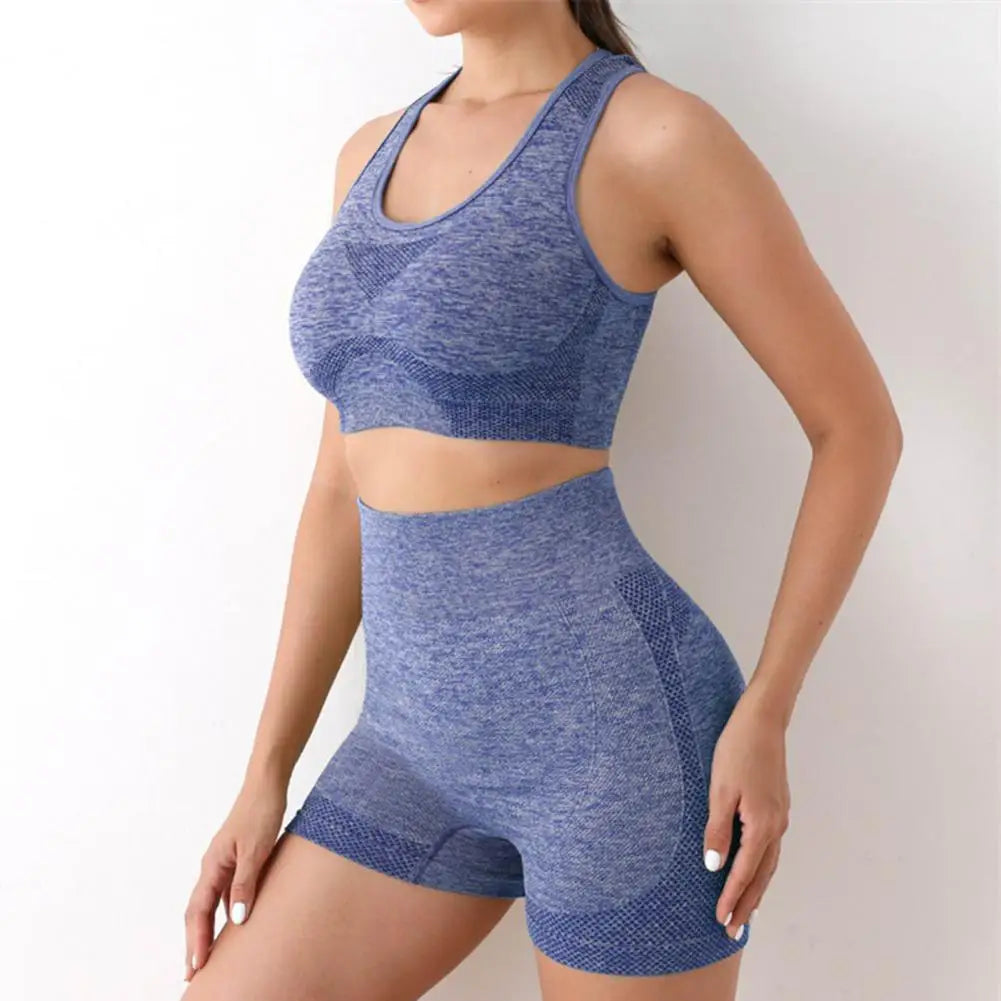 Conjunto de sujetador deportivo, chaleco, sujetador deportivo, conjunto de ropa deportiva de 2 piezas para mujer, pantalones cortos de cintura alta, chaleco con gran elasticidad, secado rápido para actividades activas