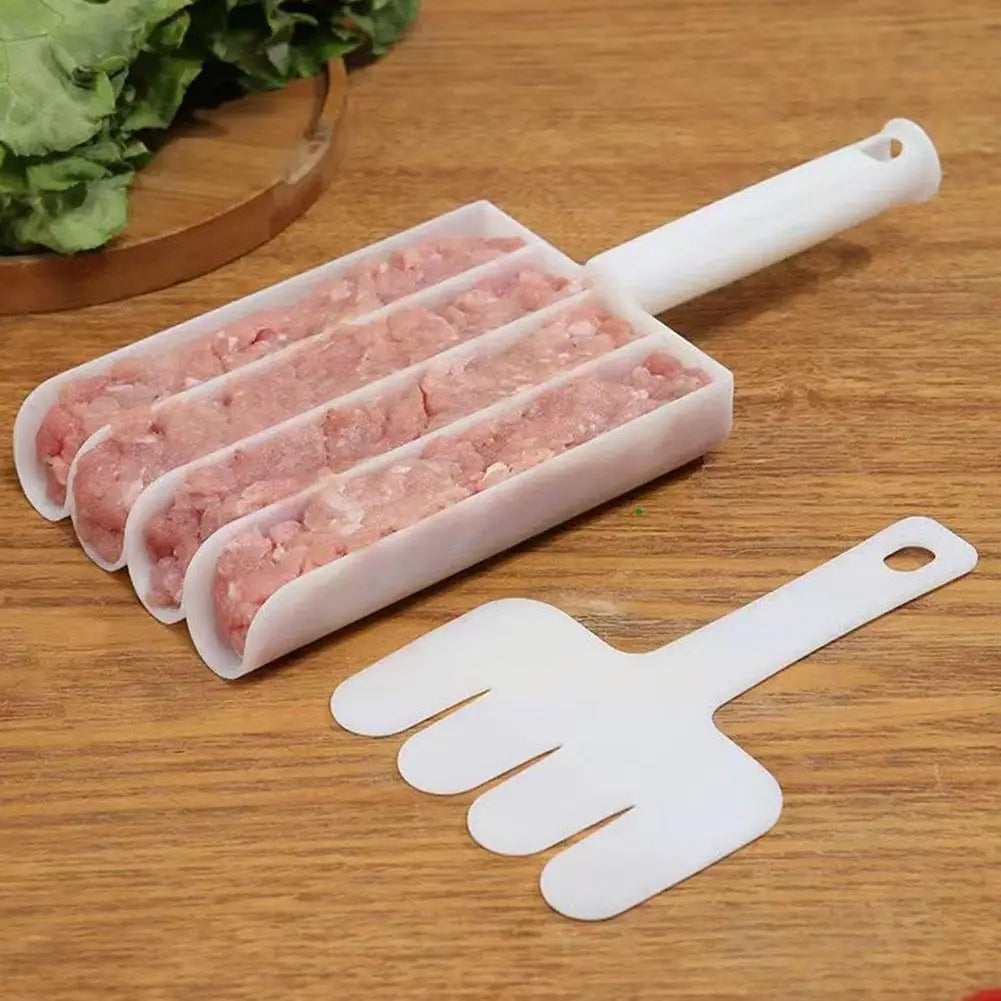 Máquina para hacer albóndigas triple de plástico para cocina, cortadora de carne, pala para hacer albóndigas, bola antiadherente X9q4