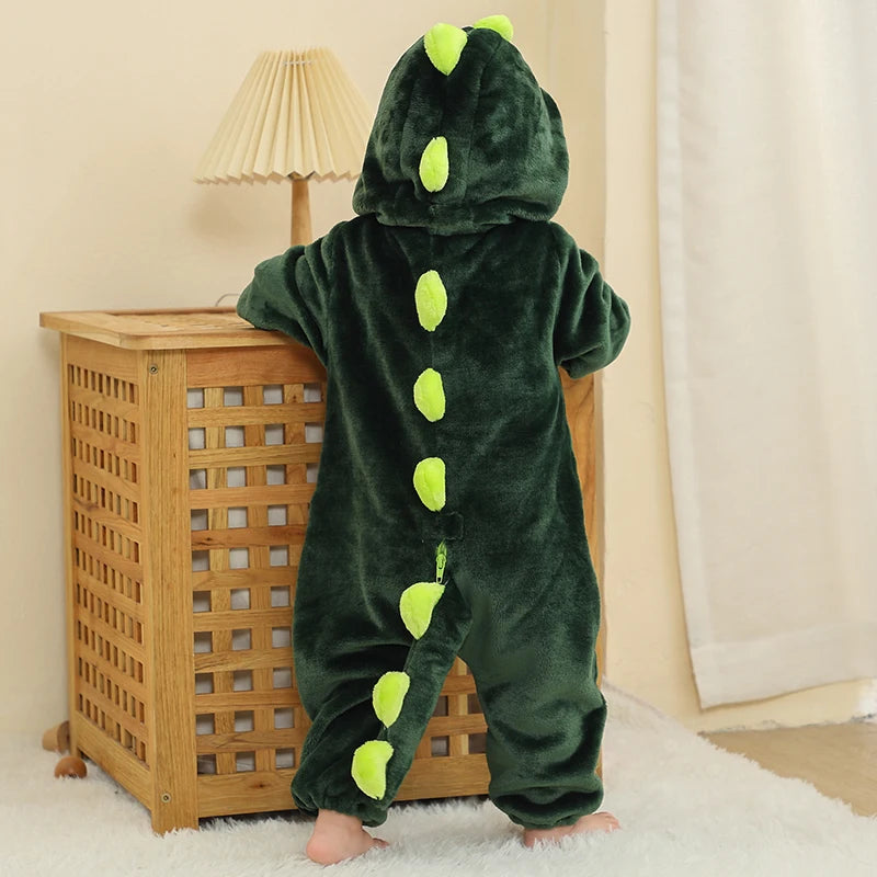 Peleles de dinosaurio para bebé, ropa de invierno con capucha de franela para niño pequeño, mono, disfraz para niño, Halloween