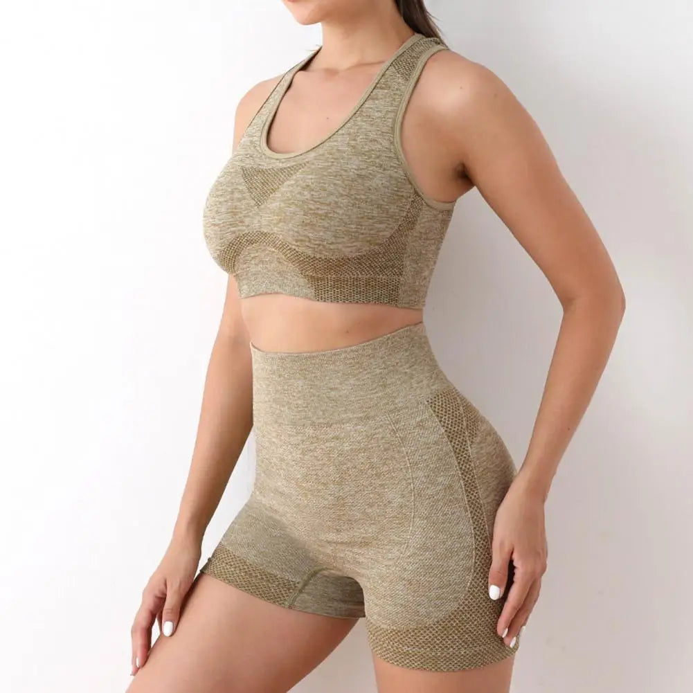 Conjunto de sujetador deportivo, chaleco, sujetador deportivo, conjunto de ropa deportiva de 2 piezas para mujer, pantalones cortos de cintura alta, chaleco con gran elasticidad, secado rápido para actividades activas