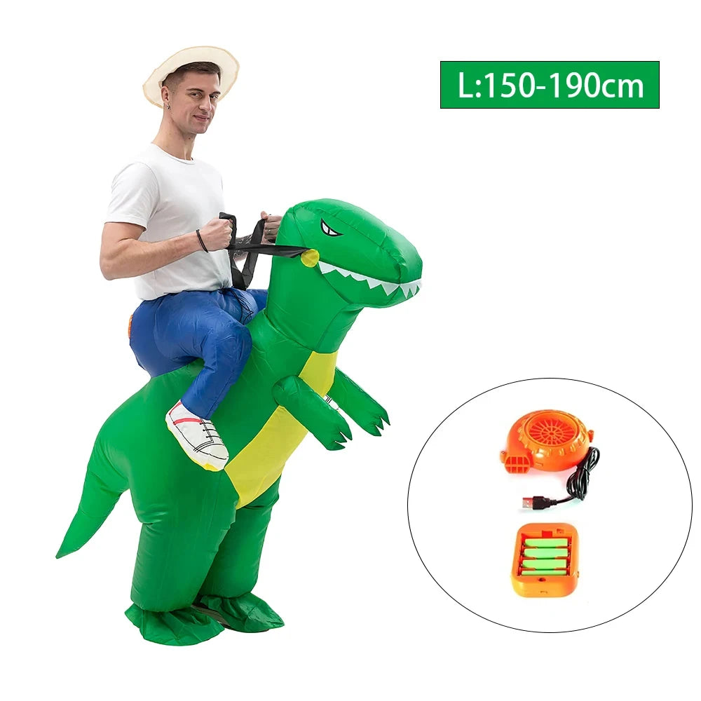 Disfraz inflable de dinosaurio para montar, disfraz divertido de dinosaurio para niñas, niños y adultos, Purim, Halloween