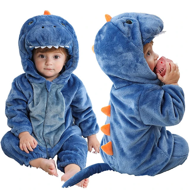 Peleles de dinosaurio para bebé, ropa de invierno con capucha de franela para niño pequeño, mono, disfraz para niño, Halloween