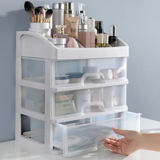 Estuche de maquillaje, contenedor de joyas, organizador de maquillaje, cajones, caja de almacenamiento de cosméticos de plástico, organizador de brochas de maquillaje