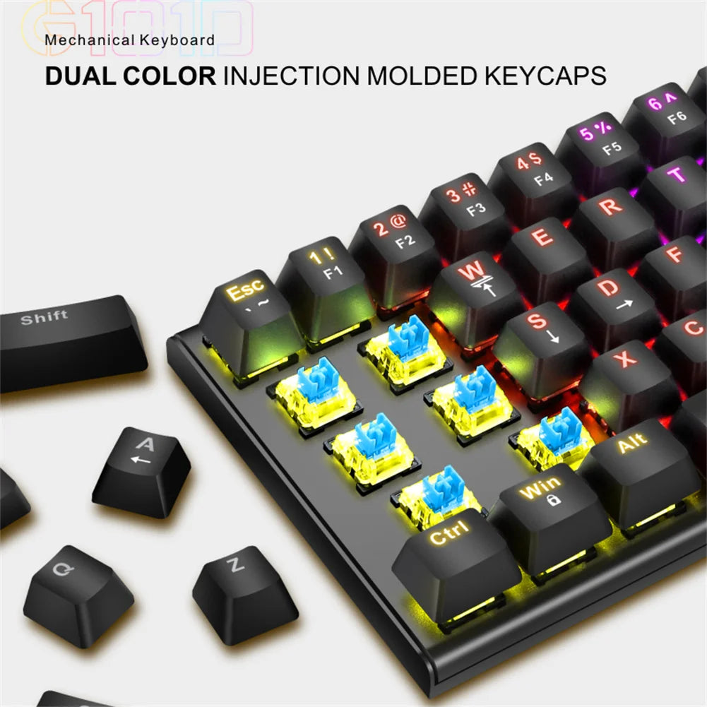 Teclado mecánico portátil para juegos G101D con retroiluminación RGB, 63 teclas, tipo C, con cable para computadora portátil, tableta y PC