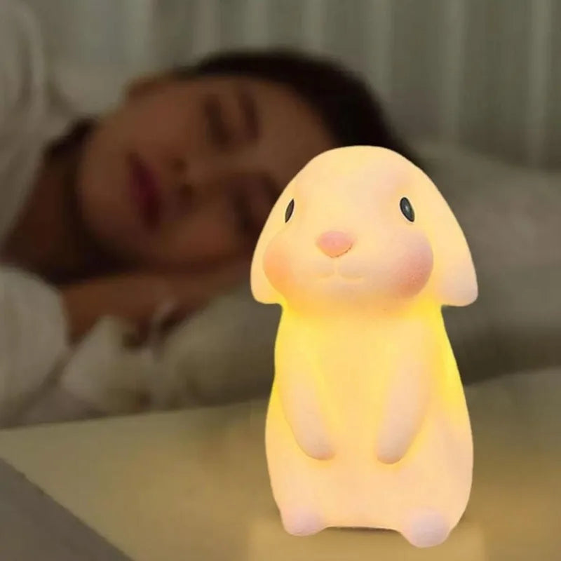 Luces de noche para niños, luz de noche con forma de conejo, cálida y hermosa, adecuada para dormitorios, luz LED móvil novedosa