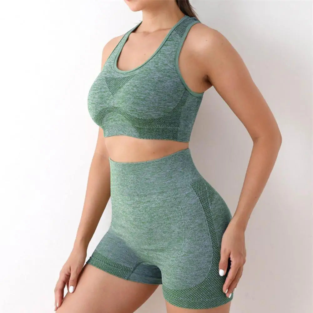 Conjunto de sujetador deportivo, chaleco, sujetador deportivo, conjunto de ropa deportiva de 2 piezas para mujer, pantalones cortos de cintura alta, chaleco con gran elasticidad, secado rápido para actividades activas