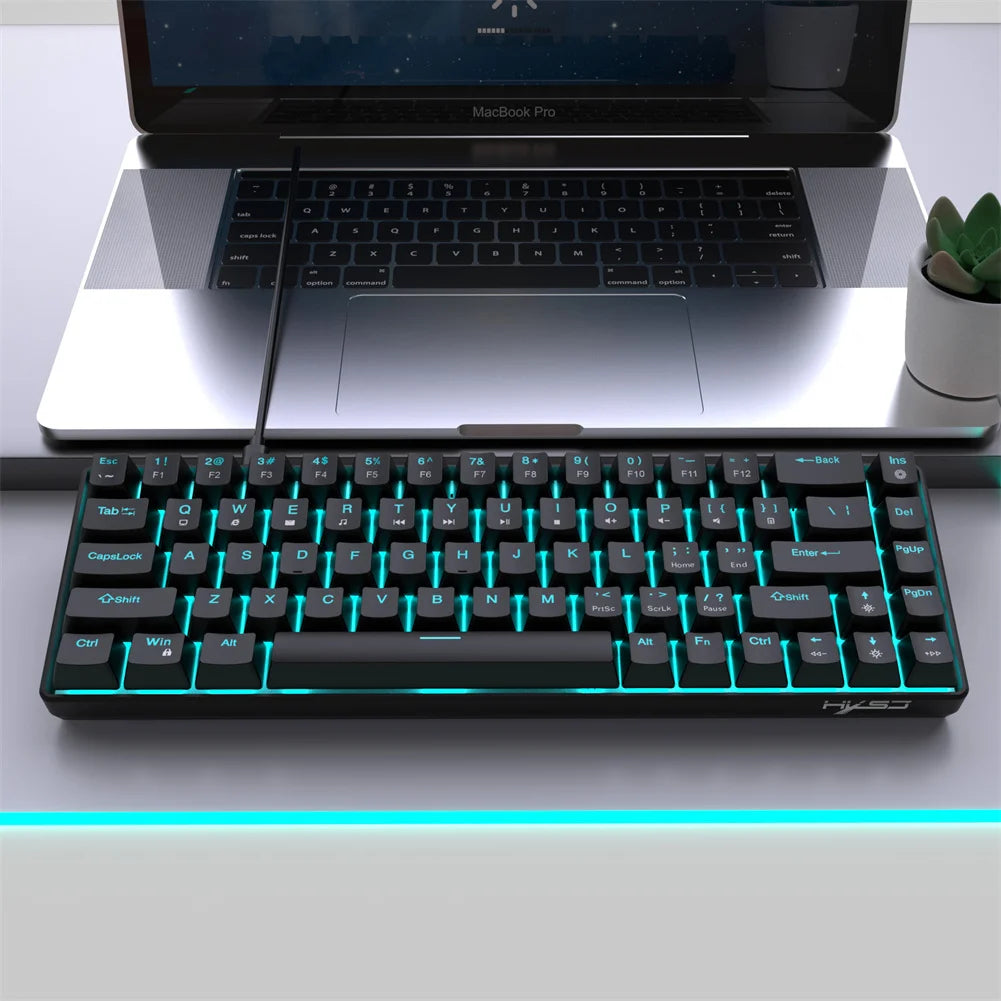 Teclado mecánico con cable para juegos, iluminación elegante, teclado con cable intercambiable en caliente de 68 teclas para computadora portátil y PC