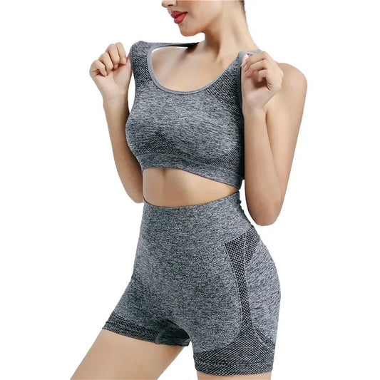 Conjunto de yoga, pantalones cortos de gimnasio, sujetadores deportivos para mujer, tops de entrenamiento para mujer, ropa de yoga, leggings de fitness, conjunto de gimnasio, conjuntos de yoga sin costuras