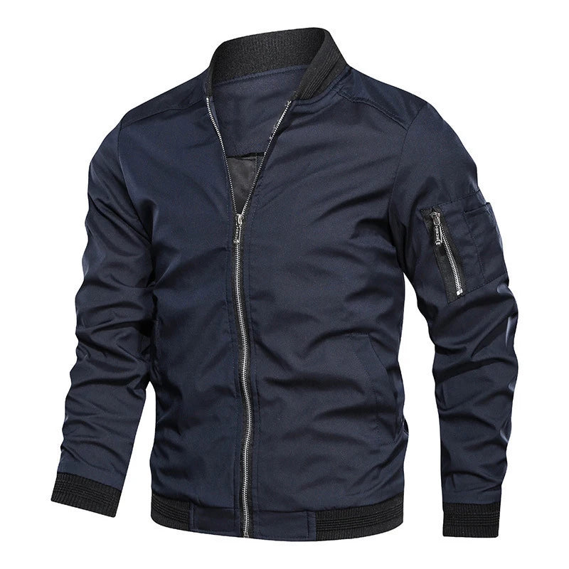 Chaqueta bomber de primavera y otoño para hombre, chaqueta ligera e informal para hombre, cortavientos deportivo, abrigo con cremallera y bolsillos, ropa