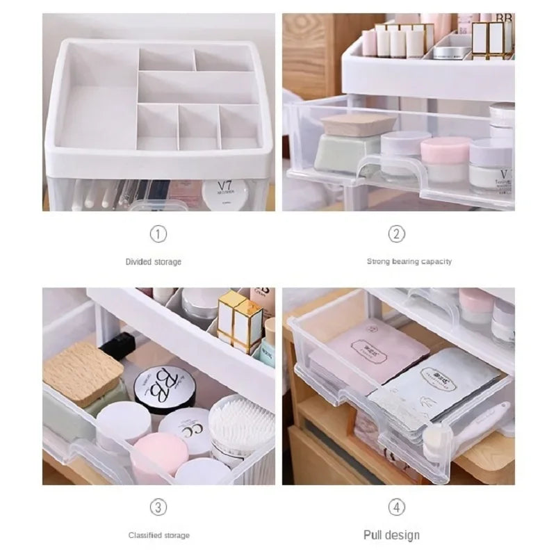 Estuche de maquillaje, contenedor de joyas, organizador de maquillaje, cajones, caja de almacenamiento de cosméticos de plástico, organizador de brochas de maquillaje