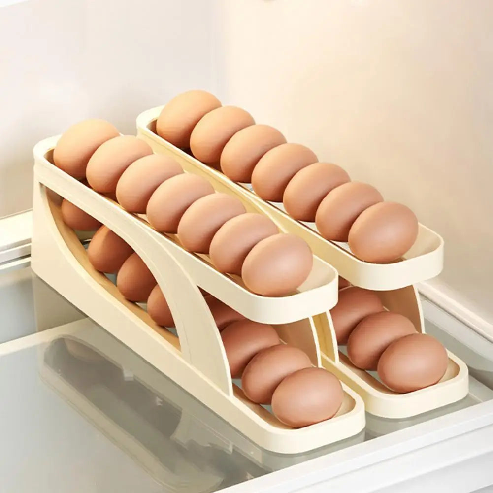 Egg Carton Dispenser Tilt Design Egg Rack Capacity Fridge Side Door Egg Carton Organizer with Automatic for Diner for Easy