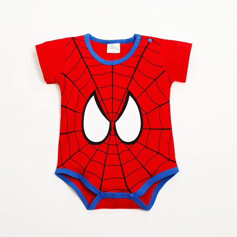 Nueva ropa de verano para niños, peleles para niñas recién nacidas, mono de algodón de manga corta con dibujos de Spider-Man y Mickey, trajes para niños pequeños