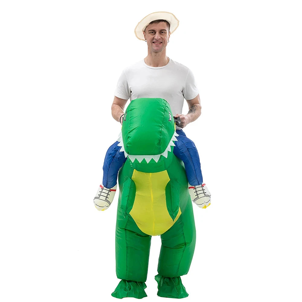 Disfraz inflable de dinosaurio para montar, disfraz divertido de dinosaurio para niñas, niños y adultos, Purim, Halloween