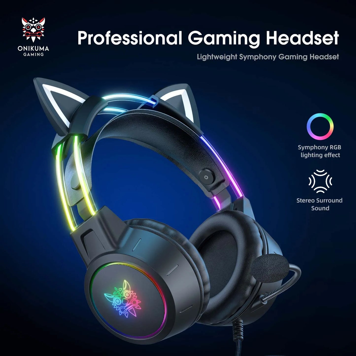 Auriculares para juegos con luz de cabeza RGB y micrófono, auriculares estéreo envolventes duraderos para juegos de PS5 y Switch