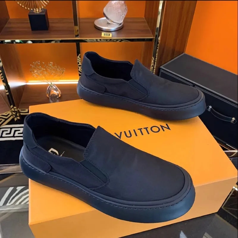 Zapatos de lona para hombre, mocasines negros, zapatos casuales para hombre, zapatos planos cómodos para caminar para hombre, mocasines suaves antideslizantes, calzado